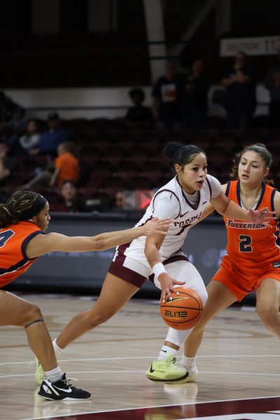 Freshman Camila De Pool has established herself among a star-studded freshman class as both a shooter and slasher, pitching in eight points and three steals against CSUF. (Courtesy of Fordham Athletics)