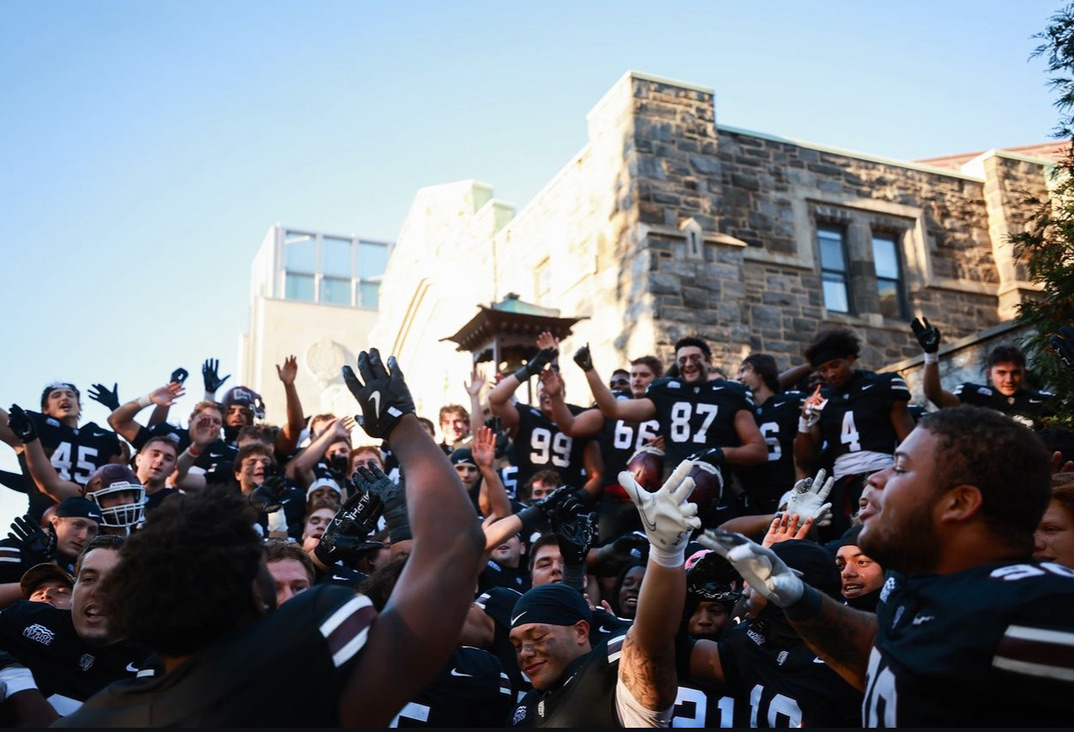 Fordham finally entered the win column against Colgate, at long last ringing the bell to alert the campus of its triumph. (Courtesy of MK Prosky Gilbert for The Fordham Ram)