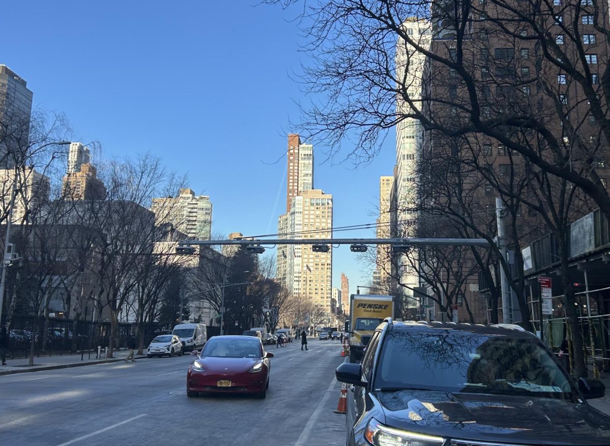 Cars entering the Congestion Relief Zone at 60th Street. (Cristina Stefanizzi/The Fordham Ram)