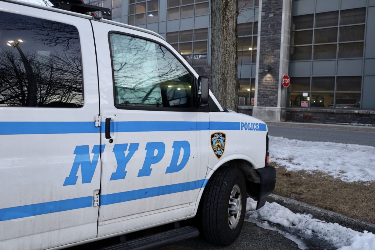 An NYPD van, which is used in the department's ceremonial unit, occasionally parks in the Rose Hill parking lot. (Mary Hawthorn/The Fordham Ram)