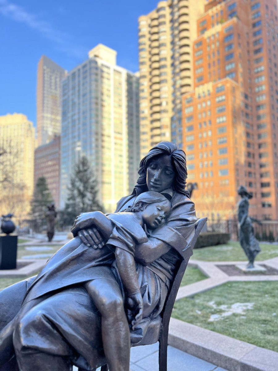 The sculptures are on display through the spring of 2025 at Fordham Lincoln Center (Courtesy of Mary Hawthorn/The Fordham Ram). 