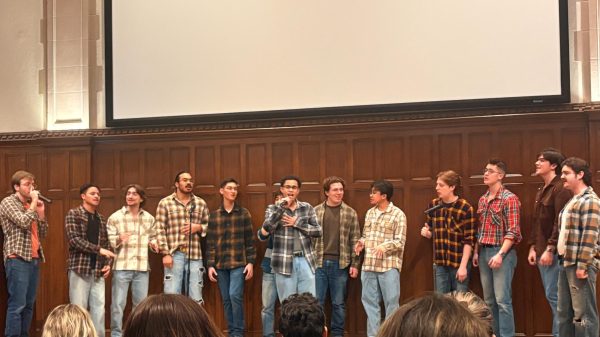 Fordham’s a cappella groups perform for the spring teaser concert (Courtesy of Lara Ejzak for The Fordham Ram).