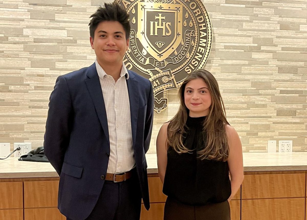 Eron Maltzman and Ava Cascella served as USG President and Vice President for the spring semester (Courtesy of Mary Hawthorn/The Fordham Ram).