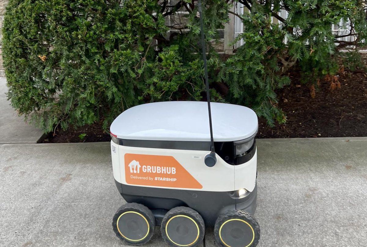 Students can order food for delivery by robot using the Grubhub app. Courtesy of Mary Hawthorn/The Fordham Ram.

