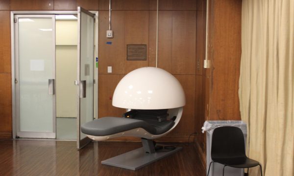 The new napping pod in McShane Campus Center requires advance booking and a signed waiver. (Sophie Maselli/ The Fordham Ram)