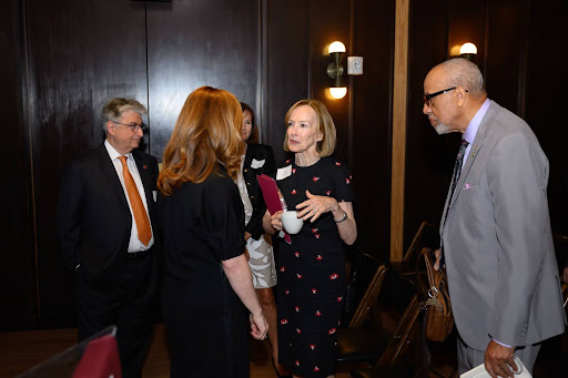 Judy Woodruff talks to University President Tania Tetlow at the Presidential Reception in Washington, D.C. (Ainsley Woakes for The Fordham Ram)