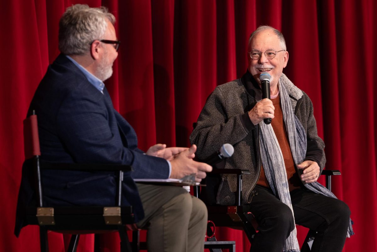 Jim McDermott and Gregory Maguire discuss Maguire's famous novel, "Wicked." (Leo Sorel for The Fordham Ram)