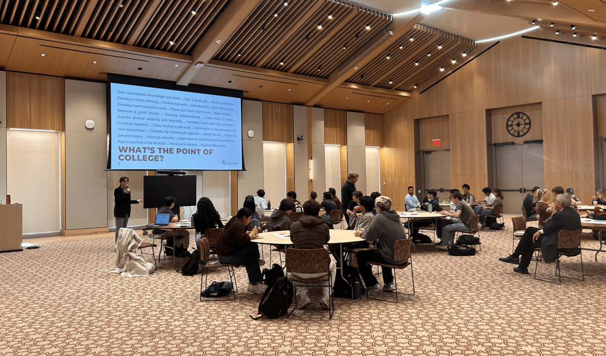 AI at Fordham hosts “What’s The Point of College?” event. (Sidney Blasco for The Fordham Ram)