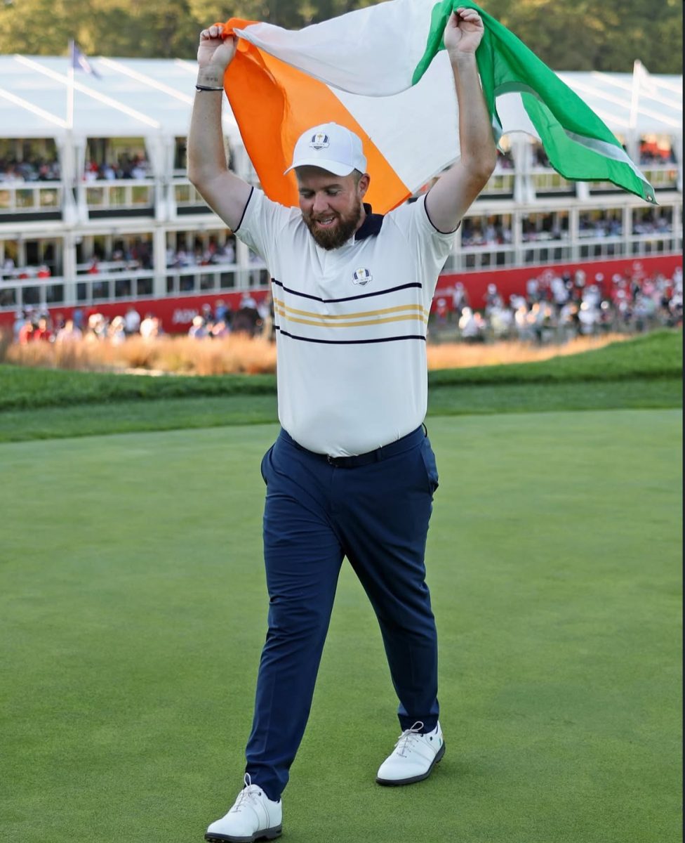 Team Europe’s Shane Lowry celebrates his team’s victory at the Ryder Cup.