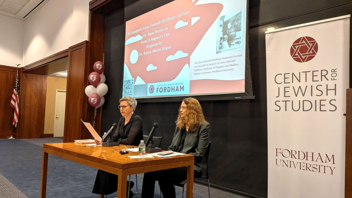 Fordham professor Karina Martin Hogan and Ilana Pardes, from the Hebrew University of Jerusalem (Courtesy of Fordham Now)