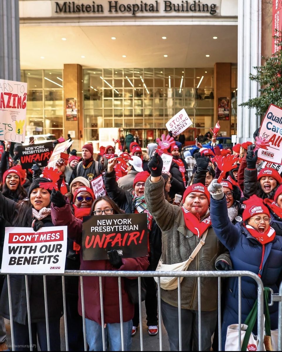 Nurses strike at Milstein Hospital Building. 