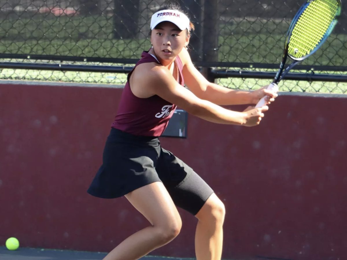 Junior Aya Matsunaga showing intensity on the court.