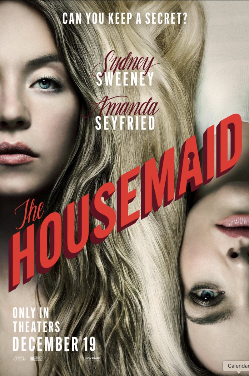 Sydney Sweeney and Amanda Seyfried on the movie poster for "The Housemaid."