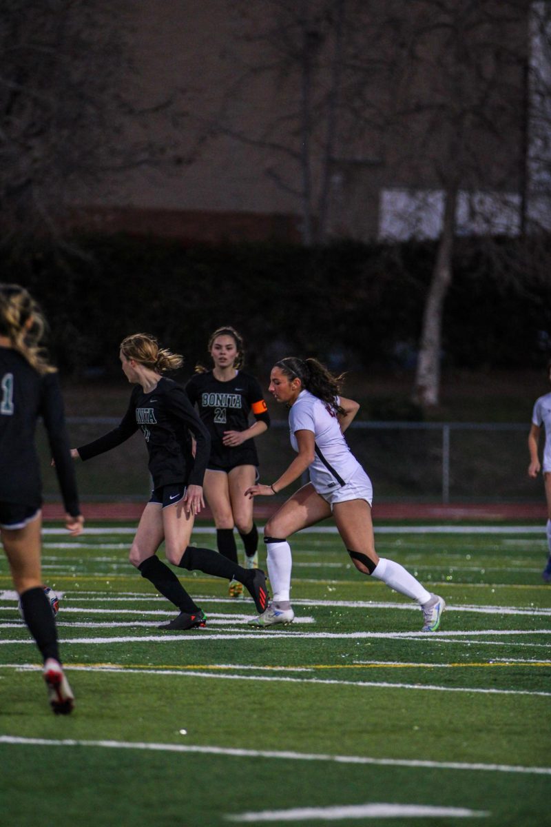 Abu-Wishah takes to the field in a soccer match during her high school soccer career.