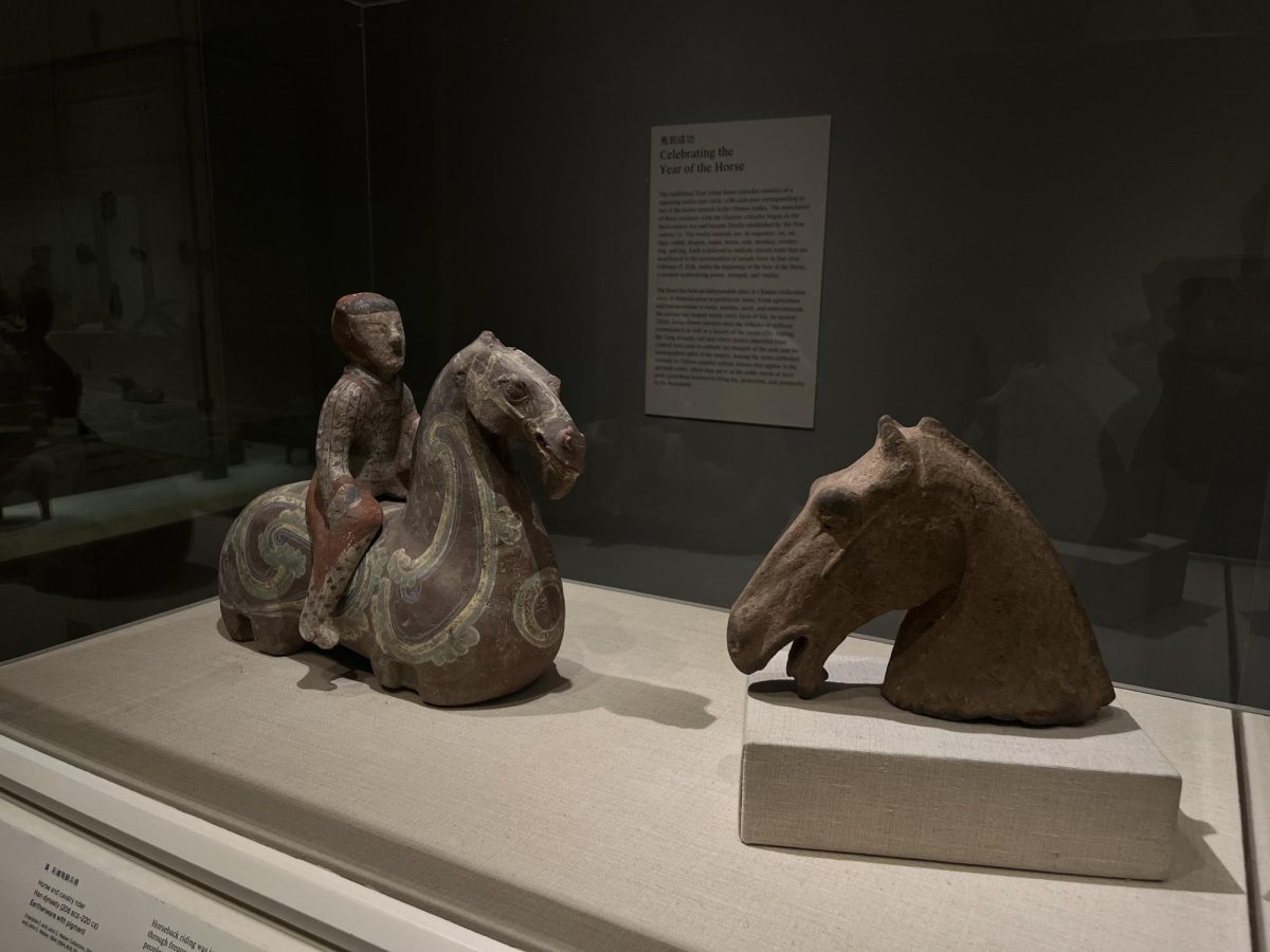 “Horse and Cavalry Rider” (left) and “Model of a Horse’s Head” (right).