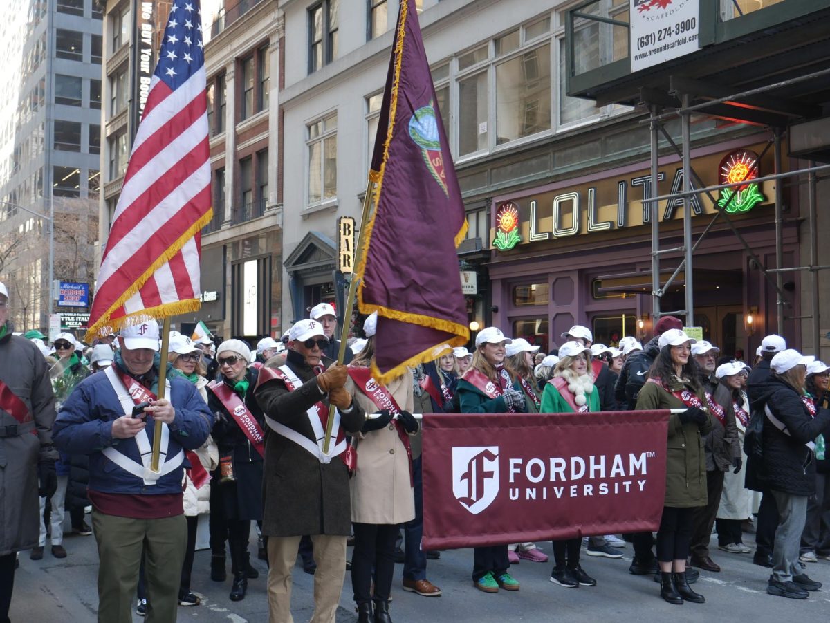Fordham community members marched in the annual St. Patrick’s Day Parade.
