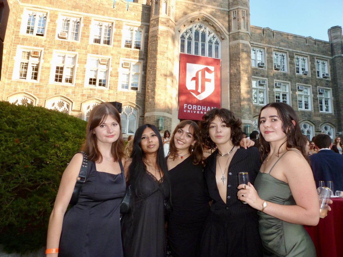 Emily Tonna (left) pictured with four of her friends at the Senior Toast event. 