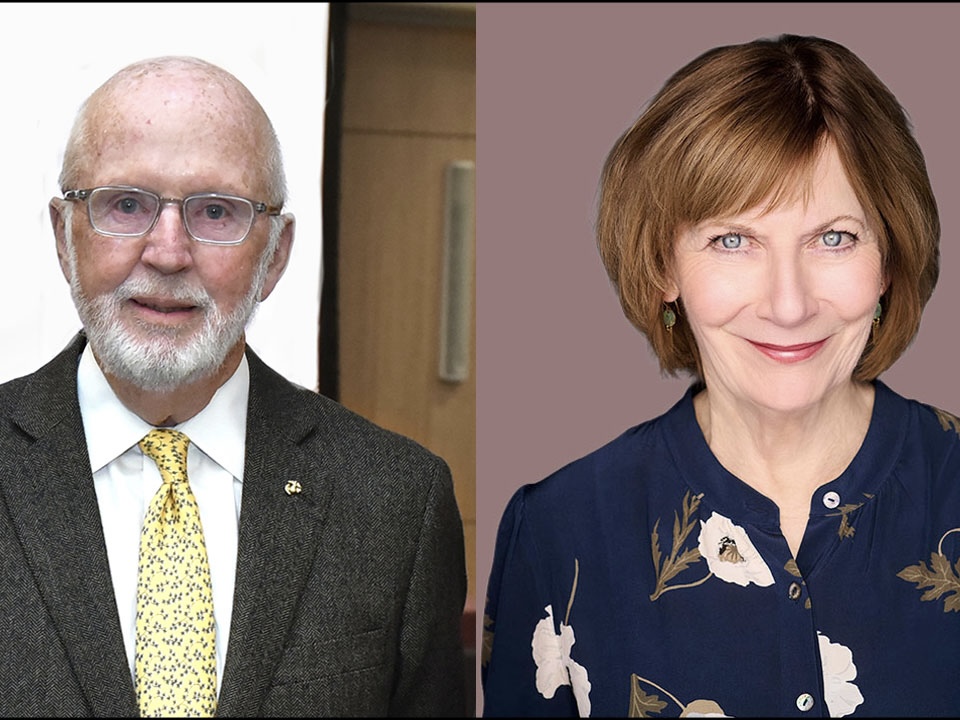 Fordham awarded honorary degrees to Gerry Byrne (L) and Maureen Corrigan (R).